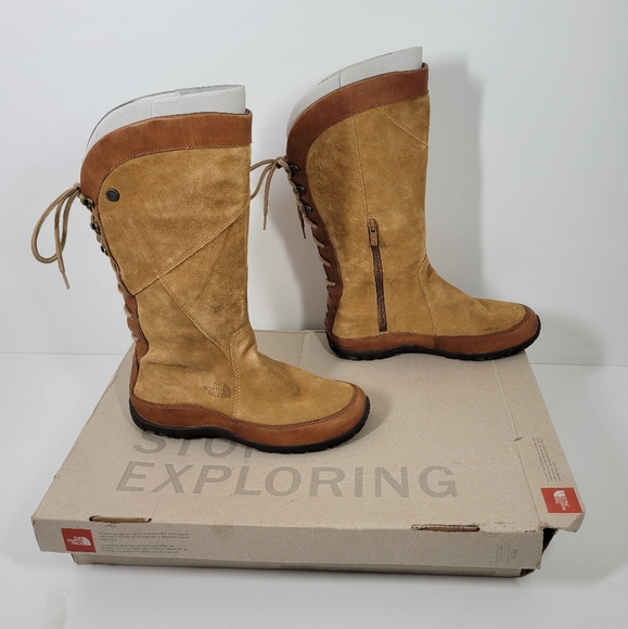 The North Face Shoes - North Face Mackynzie Waterproof Tan Suede Leather Tall Tie Boot Women 7.5 New